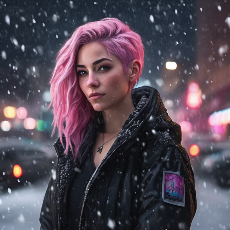 Stable Diffusion Cyberpunk Girl Snow 5.png